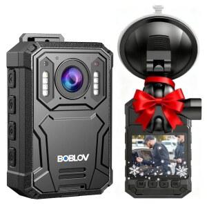[미국배송] BOBLOV KJ23PRO 2K 바디 카메라 128GB 착용 야간 투시 기능 45시간 연속 녹화 가능한 4000MAH 배터리 대시캠용 차량 흡입 법 집행 보안 야외 작업