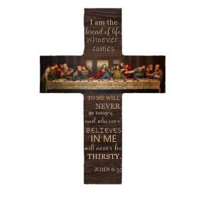 교회 나무 사인 장식 생명의 성서 빵 카드 십자가 저녁 마지막 홈 플 예술 펜던트 벽 장면 경전