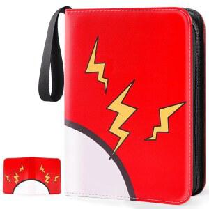 고로마 카드 바인더 4 포켓 탈부착 가능한 소매가 50 홀더 400개 트레이딩 수집기 지퍼 앨범 빨간색