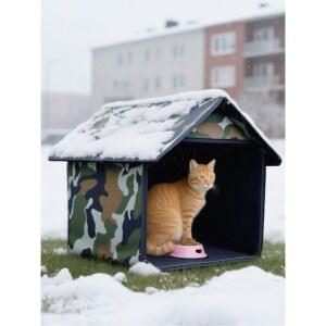 길고양이 집 빗물 방지 위장색 간편설치 길이50x너비40x높이45cm 다리밑 야외