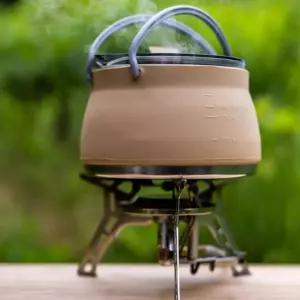 [반애] 1L 베이지 접이식 실리콘주전자 폴딩포트 커피포트 폴딩냄비 캠핑포트 라면냄비