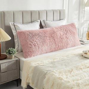 지퍼 기능이 있는 라이프레보 바디 베개 커버 침대 소파용 럭셔리 섀기 울트라 소프트 플러시 인조 모피 20인치 x54인치 성인 용 파이버 롱 베개샴/ /아내 핑크