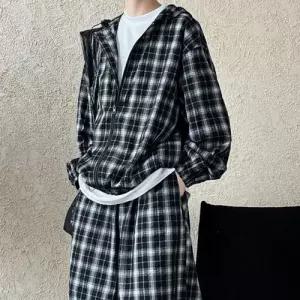 가을 빈티지 후드 점퍼 야구 집업 글렌 체크 여자점퍼 상의 항공 원템3