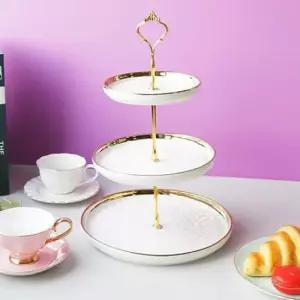 반찬접시 골드포인트 3단 케이크 스탠드 디저트 파티 접시 1P