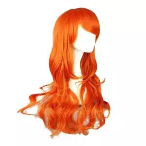 코스프레소품 여성 긴가발 오렌지 긴머리 전체 가발