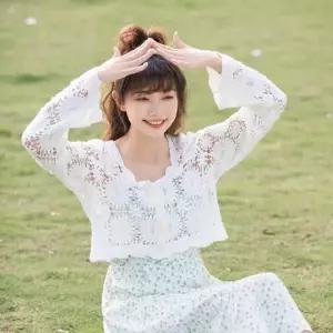 시스루 여름 크롭 가디건 펀칭 크로셰 비키니커버업 볼레로 가디건 0330