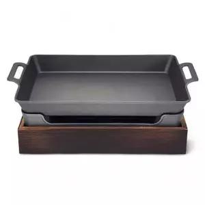 카엔 직사각 우드 깊은 그릴팬 화로 세트 전골팬