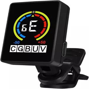 충전식 기타 튜너 베이스 우쿨렐레 바이올린 크로매틱 튜닝 모드가 있는 클립 블랙