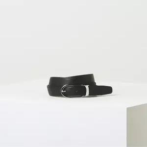 헤지스 ACC HJBE3E301BK남성 블랙 단색 실버버클 소가죽 벨트 HJBE3E301BK