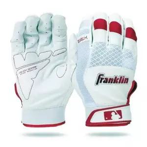 프랭클린 야구 장갑 청소년 유소년 성인용 배팅장갑 가죽 사회인야구 선수용 화이트/레드