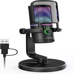 SINWE 게이밍 마이크 노이즈 캔슬링 및 게인 조절 기능 - 스트리밍 게임 팟캐스트 PC PS4용 USB 팝 필터