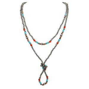 여성용 나바호 진주 목걸이 첫 만남 빈티지 핸드메이드 롱 보호 터쿼이즈 웨스턴 주얼리