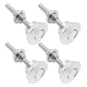 Aynaxcol 4Pcs 범용 알루미늄 차량 후드 핀 실버 퀵 릴리스 잠금 래치 범퍼 번호판 클립 직경 1.25인치