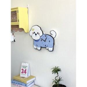 비숑 벽시계 큐티 캐릭터시계 강아지 저소음 장식 무음