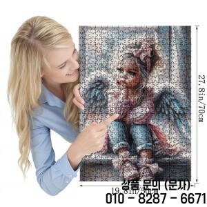 1000피스 대형 천사 소녀 퍼즐   성인 및 가족에게 적합한 중급 19.7x27.6인치 아트