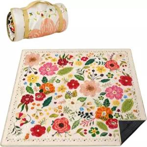 QDJGSDDGM 피크닉 담요 방수 접이식 초대형 80 x 야외 비치 모래 방지 3겹 경량 핸디 매트 토트 캠핑 러그