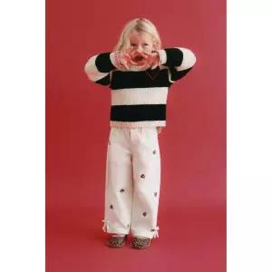 [국내배송] 자라 ZARA 하트 스트라이프 니트 스웨터 - 크림 블랙 938628