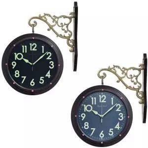 GB3348e 야광 핑크큐빅 무소음 양면벽시계 블랙 국산 벽걸이시계