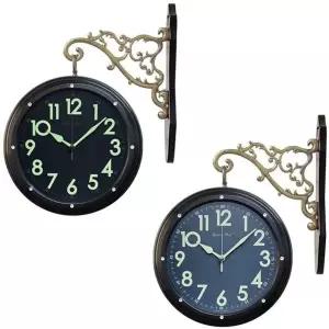 GB3345e 야광 큐빅 무소음 양면 벽시계 블랙 제조한국 벽걸이시계