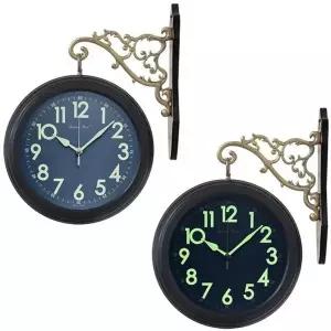 GB3332e 야광 무소음 메탈 양면 벽시계 블랙 제조한국