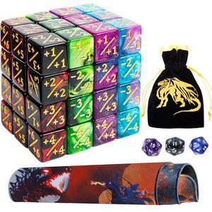 매직 더 개더링 카운터 주사위 세트와 MTG 플레이 매트 3개, D20 롤링 라이프 48개, 카드 게임 액세서리용 토큰 7개