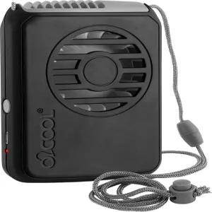 O2COOL 휴대용 목 개인 여행용 USB 배터리로 작동하는 조절식 랜야드 냉각 팬 (블랙)