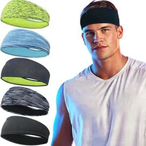 러닝 요가 피트니스 운동을 위한 남성용 5팩 스포츠 헤드밴드 통기성 메시 디자인 재사용 및 세탁 스웨트