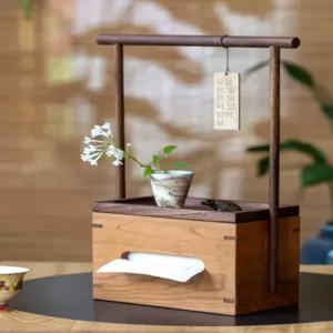 티슈 케이스 나무 휴지 보관함 원목 수납 트레이 북유럽