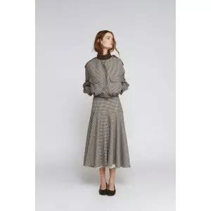 ZARA ZW 컬렉션 체크 봄버 재킷 - 브라운