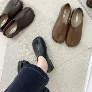 여자 가을 캐주얼 빈티지 플랫 소가죽 쪼리족발 프렌치 단화 구두 로퍼 버전 패피3