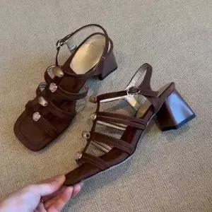 여성용 빈티지 캐주얼 샌들 양가죽 슬림핏 머니 토오픈 통기 아웃도어 패피5