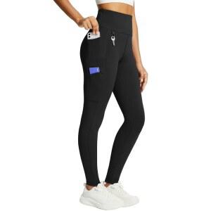 발레프 여성 플리스 안감 레깅스 방수 겨울 등산 바지 보온 러닝 타이츠 지퍼 포켓 하이 웨이스트