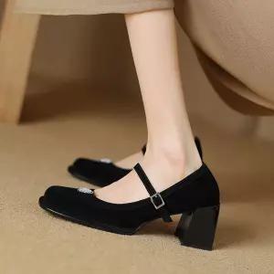 여성 가을 플랫 스니커즈 슈즈 번화 통굽 스퀘어 하이힐 큐빅 원픽3