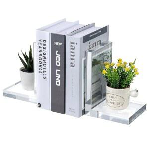마이 기프트 L자형 장식 북엔드 투명 헤비 듀티 비스 선반 홈 오 스쿨용 1쌍 호텔 스타일 두꺼운