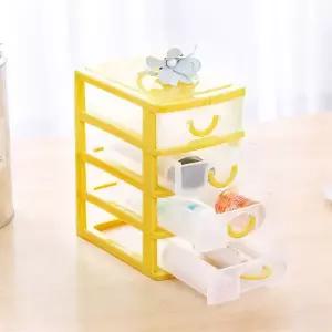 소품수납 4단 멀티박스 미니서랍 컬러팝 옐로우