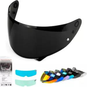 HJ-34P 틴티드 C10 헬멧 바이저와 김서림 방지 필름 자외선 차단 핀락 페이스 쉴드 딥 블랙 교체용 XINGWU