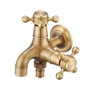 가드닝 세탁기 수도꼭지 빈티지 황동 2구 엔틱 베란다