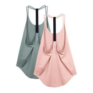 여성용 아이스존 운동 탱크 탑 - 요가 탑, 티백 러닝