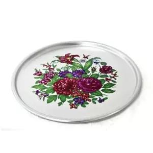 원형트레이 양은 쟁반 꽃 업소용 식당 빈티지 32.8cm