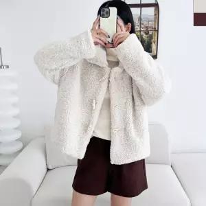 여성 귀여운 양털 뽀글이 떡볶이단추 누빔안감 점퍼 iJw6+1uBX