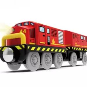 어린이 전동 기차 소방 원목 장난감 아동 전동 기차 레일 소방차 전동차