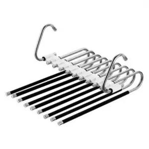 [생활] 옷장 논슬립 정리 스테인리스 9구 바지걸이 접이식