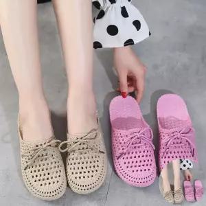 말랑한 펀칭 젤리 슈즈 여성 샌들 여름 사무실 슬리퍼 여성슬리퍼