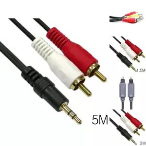오디오 스테레오 3.5mm to RCA 2선 변환 케이블 5M/스피커연결단자/아이폰이어폰젠더/마이크연장선/