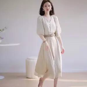 뮬랑 베이지 원피스 벨트세트 돌잔치엄마원피스 피로연원피스