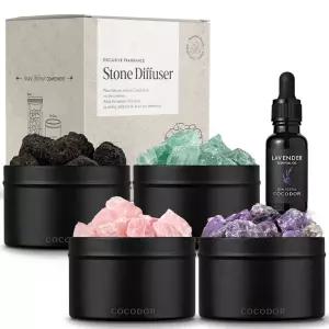 코코도르 스톤 디퓨저 + 에센셜 오일 세트 l 화산석 수정석 집들이선물 인테리어 오브제 라벤더