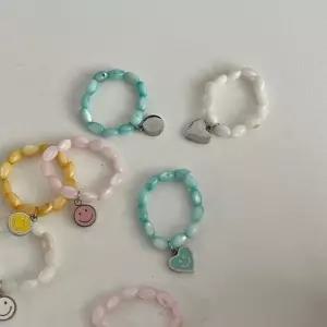 자체제작 스마일 하트 원형 자개 반지 링 우정 커플 써지컬 고급 조개 소품샵 플리마켓