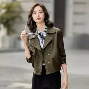 여친 가을 오피스룩 가죽 자켓 코트 쇼트 워싱 상의 원픽3