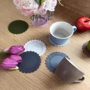 티백받침 예쁜 실리콘 컵받침 티 코스터 커피 찻잔 받침 1P