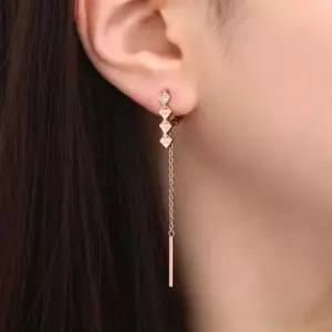 베이직귀걸이 금침 체인 스틱 롱 드롭 원터치 귀걸이 14K